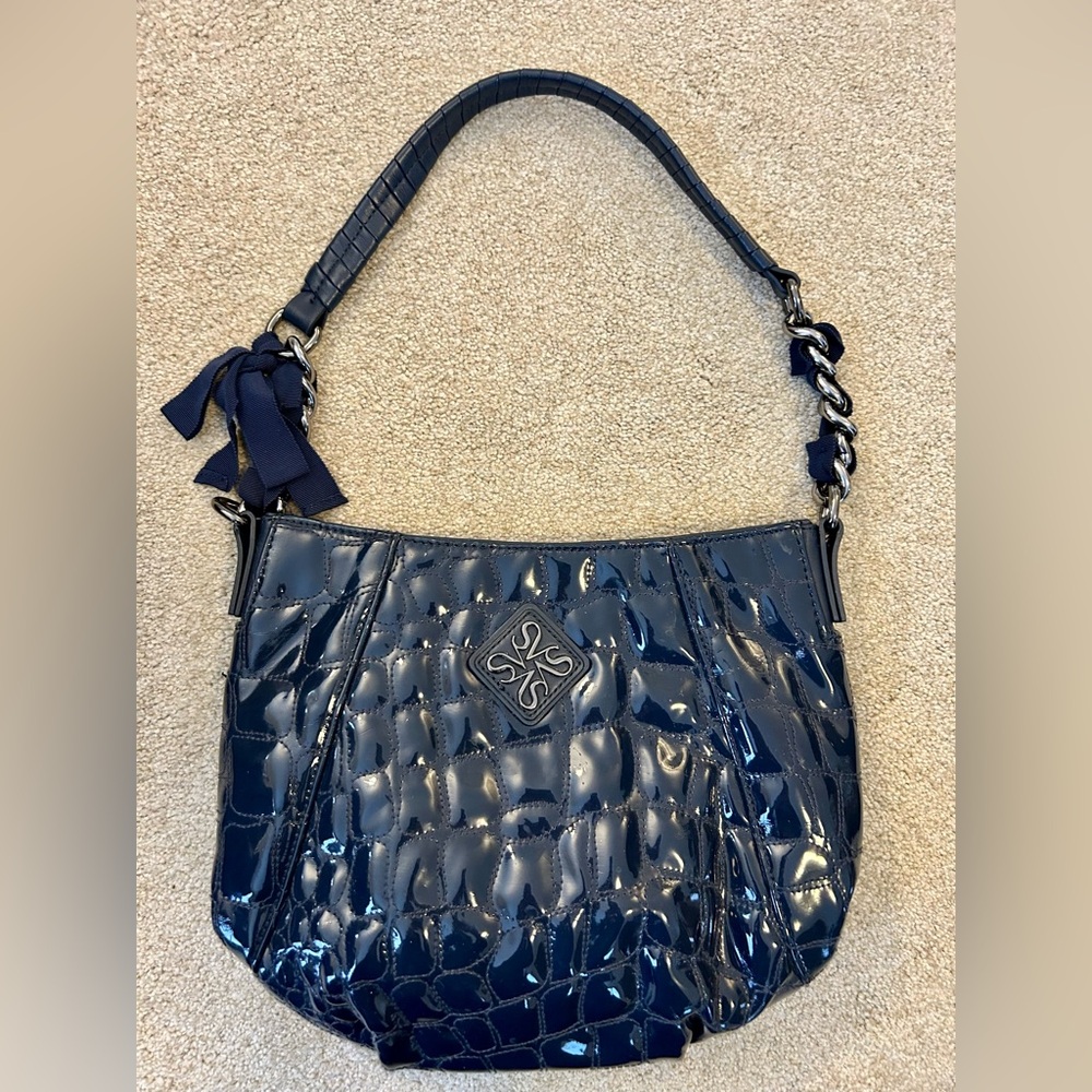 Simply Vera Wang Navy Blue bag. Quilted patten leather like exterior